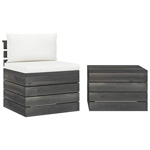FAMIROSA Set Divani da Giardino su Pallet 2 pz con Cuscini Massello Pino-1661