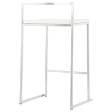 MK Elegante Sgabello Design LOIRET in Ecopelle e Acciaio Inox (Bianco)