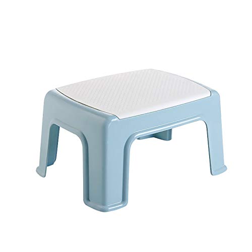 WYB Sgabello in plastica, Sgabello Piccolo e Antiscivolo Piccolo e Leggero, poggiapiedi Portatile in One-Step, Adatto per Cucina, Bagno e Toilette,Blu