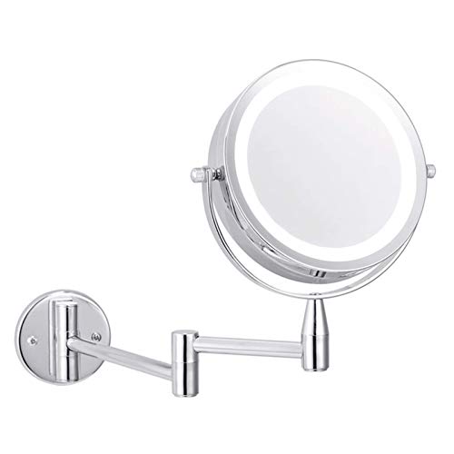 SGSG Specchio a Parete Specchio per Trucco Regolabile a Parete Specchio per Bagno Specchio a LED 6 Pollici Ingrandimento 1X / 5X