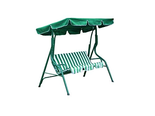 Dondolo 3 Posti da Giardino in Acciaio Verniciato con Copertura 170X110X153H (Verde/Bianco)