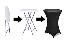FRANKYSTAR Tavolino Alto da Bar Pieghevole 80x80x100cm - Tavolo Rotondo per Eventi Portata 120 kg Disponibile Anche con Elegante Fodera copritavolo in Vari Colori (Tavolo con Copritavolo Nero)