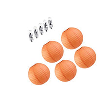 Vola 8Round lanterne di carta, pieghevole lanterna appesa decorativo con lanterna luci LED for matrimoni, compleanni, dell'interno e decorazione esterna Orange (5 lanterne + 5 luci LED) .Compleanno