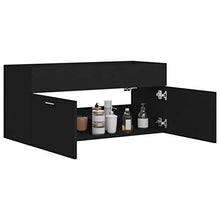 Festnight Mobile Sottolavabo, Mobile Sottolavabo per Bagno, Mobile Bagno Sottolavabo Sospeso, Mobile Bagno con Ante, in Truciolato 100x38,5x46 cm Nero