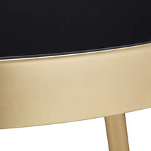relaxdays Tavolino Rotondo da Soggiorno, in Metallo & Vetro, Grazioso, Elegante, Design-Retrò, HD 46x42 cm ca, Nero-Oro, vetro, acciaio, 1 Pz