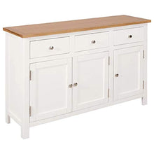 Ausla Credenza con 3 cassetti e 2 armadietti,Armadio Laterale,Stile Rustico,in Legno Massello,per salotto,sala da pranzo,corridoio,110 x 33,5 x 70 cm -Bianco e marrone