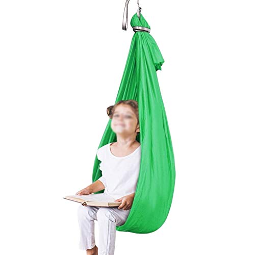LICHUXIN Therapy Swing con esigenze speciali amaca regolabile per bambini Active Aerial Yoga Swing ideale per autismo ADHD Sensory (colore : Verde, Dimensioni: 150 x 280 cm/59 x 110in)
