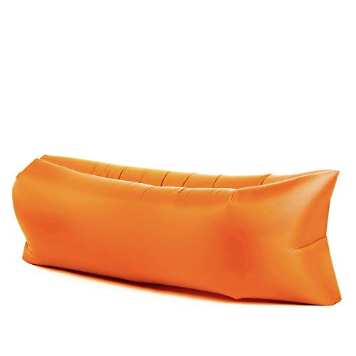 ZHNA-Divano Divano Letto Gonfiabile a Una Porta Divano Pigro Coppia Aria Letto Parco Esterno for la casa Tessuto Paracadute Essenziale di Alta qualità 100-200 × 63 cm (Color : Orange)
