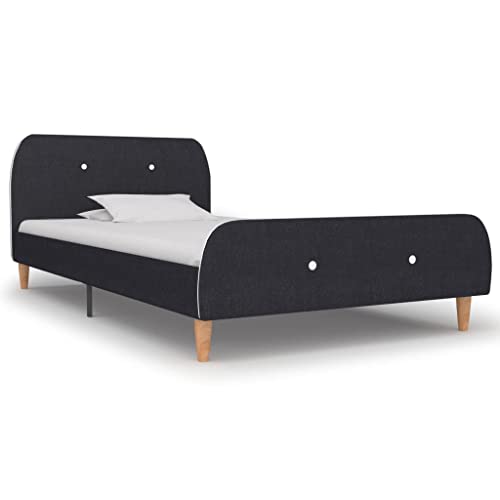 vidaXL Giroletto Imbottito Classico Elegante Telaio Letto Struttura Ferro Verniciato e Legno Gambe in Acciaio Grigio Scuro in Tessuto 90x200 cm