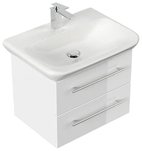 emotion Lavabo con mobiletto, Legno, Bianco Lucido, 65x45x41,6 cm, 2 unità
