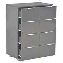 Montloxs Credenza con 8 cassetti, Cassettiera per Armadio, 60x35x76 cm, Grigio Lucido