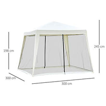 Outsunny Gazebo Impermeabile con Zanzariere da Giardino Esterno Tendone in Poliestere 3 x 3 x 2.45 m Beige