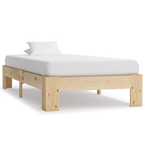 BIGTO - Struttura letto in legno di pino massello, per camera da letto, colore: marrone chiaro, 90 x 200 cm