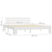 BIGTO - Struttura per letto in legno di pino massiccio, per camera da letto, stile C, colore: bianco, 180 x 200 cm