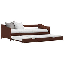 BIGTO - Divano letto estraibile, struttura in legno di pino massello, per la casa, 90 x 200 cm, marrone scuro