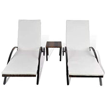 Set Mobili da Giardino 2 Sedie a Sdraio e Tavolino Lettino Prendisole in Polyrattan Marrone