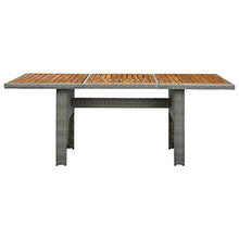 Qnotici Tavolo da Giardino con Struttura in Acciaio, Tavolo da Giardino in Legno massello di Acacia da Esterno Pratico Tavolo da Giardino 200 x 100 x 74 cm-Grigio Chiaro e Marrone