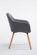 CLP Sedia Pranzo Design Achat V2 In Similpelle E Legno I Sedia Soggiorno Con Schienale E Braccioli Carico Max 150 KG, Colore:grigio, Colore della cornice:natura