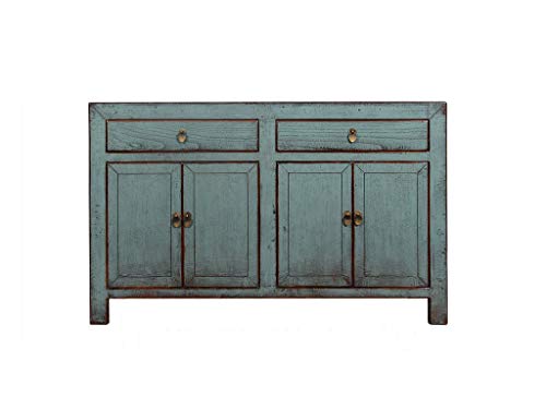 Yajutang Credenza a 4 ante e 2 cassetti, armadio lungo, colore grigio