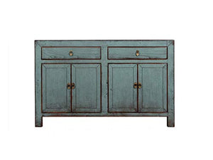 Yajutang Credenza a 4 ante e 2 cassetti, armadio lungo, colore grigio
