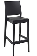 CLP Set 2 Sgabelli Bar Maya Impilabili In Polipropilene I Coppia Sedie Sgabello Alte Outdoor Con Schienale Alt 75CM, Colore:nero