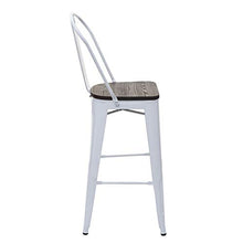 Sgabello con Schienale bistrot Design Industriale HWC-A73 Legno Metallo Verniciato Bianco