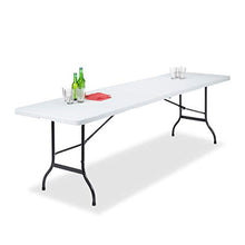 Relaxdays Tavolo da Giardino Pieghevole, trasportabile Come Una Valigia, Resistente agli Agenti atmosferici, Campeggio, Bianco, Hxlxp: 73 x 240 x 70 cm