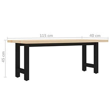 Montloxs Pratica Panca in Legno massello di Pino in Stile Industriale, Panca da Interno in Stile retrò 115x40x45 cm Modello 2 Piedini in Acciaio Verniciato a Polvere
