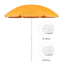 Sekey® Ombrellone Ø 160 cm Tondo Ombrello Parasole da Esterno da Giardino da Spiaggia Protezione Solare UV20+ (Arancia)