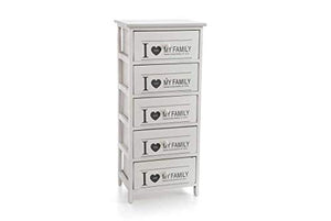 GICOS IMPORT EXPORT SRL Mobile cassettiera in legno colore bianco 5 cassetti decoro my family 40 * 29 * 90 cm shabby chic EDT-809286