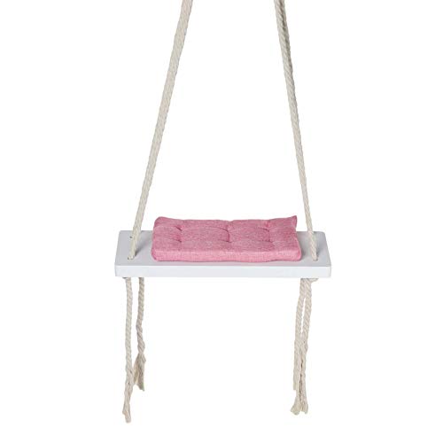 Altalena Per Bambini Sedia Sospesa Per Bambini Sedia A Dondolo Di Sicurezza Sedia Amaca In Legno Con Cuscino Per Esterni Per Interni Per Il Cortile Del Parco Giochi (Size:Free Size; Color:Pink)
