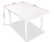 Tomaino Tavolo da Giardino in plastica Rettangolare 126 x 76 x 72 cm (Bianco)