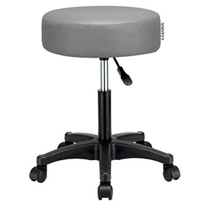 Casaria Sgabello Girevole 360° Altezza Regolabile Similpelle Sedia Lavoro Ufficio Studio Rotondo Imbottitura Seduta Grigio