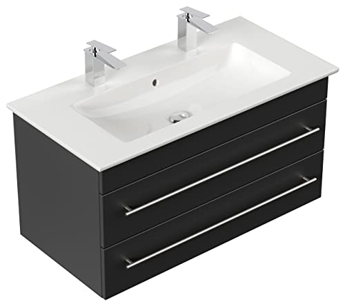 Mobile bagno ,lavabo Villeroy & Boch Venticello 100cm nero satinato, doppio