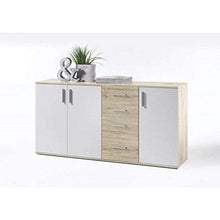 AVANTI TRENDSTORE - Bea - Comò e cassettiere, in legno laminato e bianco, disponibile in 2 diversi colori e 3 diverse dimensioni (Quercia Sonoma - bianco, 160x82x35 cm)