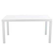 MilaniHome Set Tavolo da Giardino Rettangolare Fisso Cm 150 X 90 con 6 Sedie in Wicker Stampato Bianco da Esterno Giardino