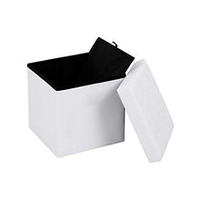 SONGMICS Cassapanca con Contenitore di 40 Litri, Pouf Poggiapiedi, Sgabello Pieghevole, Capacità di Carico di 300 kg, in Ecopelle, Seduta Imbottita, Bianco LSF30W