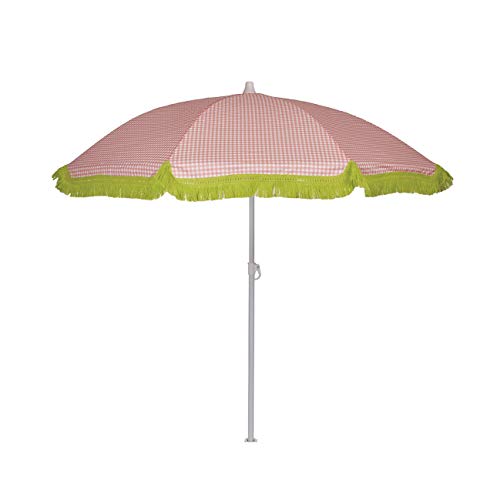 EZPELETA Ombrellone da spiaggia. Leggero e pieghevole in acciaio. 160cm. Protezione solare UPF 50+. Stampa fiori/quadri/righe. Include custodia/borsa. (quadri-Coral)