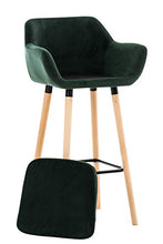 CLP Coppia di Sgabelli Bar Grant in Velluto Sfoderabile I Set 2 Sedie Alte Cucina in Legno con Cuscino Removibile, Colore:Verde