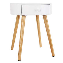 WOLTU TS51ws-1 Comodino Rotondo con Cassetto Organizzatore da Letto Tavolino da Salotto in Legno Bianco 38 cm