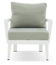 Set Salotto da Giardino Divano 2 Poltrone e Tavolino in Alluminio Estia Bianco