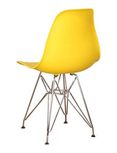 Sedia da pranzo in plastica modellata con base in metallo e gambe in acciaio per soggiorno, camera da letto, sala d'attesa, ufficio, caffè, reception, set da 4 (giallo)
