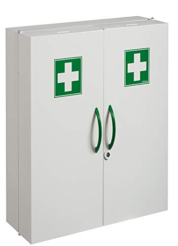 Armadietto per farmacia bianca 2 ante chiusura magnetica e serratura a chiave L52 x H54 x P20 cm