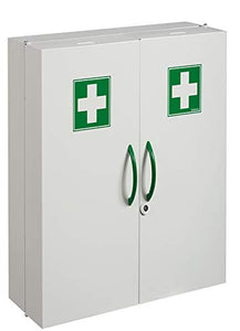 Armadietto per farmacia bianca 2 ante chiusura magnetica e serratura a chiave L52 x H54 x P20 cm