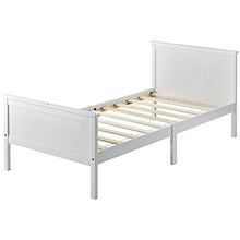 Letto singolo in legno di pino massiccio, con struttura a doghe e testiera, 90 x 190 cm, colore: bianco