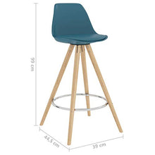 vidaXL Sgabelli da Bar 2 pz Turchese in PP e Legno Massello di Faggio
