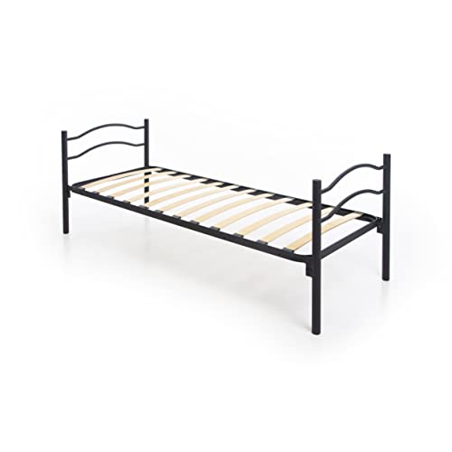 DOLCI SOGNI Rete Letto Singolo 80x190, Nero, Rapido Montaggio, Letto Ferro Battuto con Rete a Doghe, Letto con Testiera e Pediera, Altezza 35 cm, Letto Singolo 100% Made in Italy