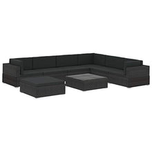 vidaXL Set Divani da Giardino 8 pz con Cuscini Foderati Lavabili Modulare Leggero Elegante Arredi da Esterno in Polyrattan Nero Telaio in Acciaio