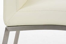 CLP Sedia Pranzo Grenoble in Similpelle E Acciaio Inox I Sedia Soggiorno Imbottita Moderna, Alt. 48 CM I Sedia Tavolo Salotto Moderna, Colore:Panna