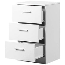 Mupple - Armadietto in legno, con 3 cassetti, con maniglia argentata, per ufficio, camera da letto, soggiorno, colore: Bianco